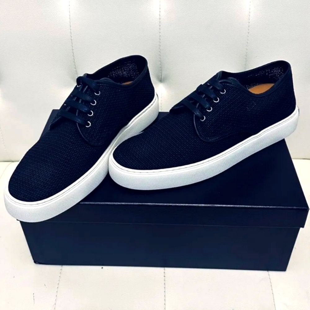 NIB Ralph Lauren Purple Label Jeromy Unisex Navy Open Weave Sneakers